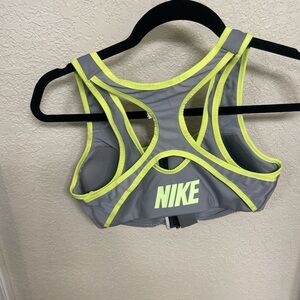 Nike Gray and Neon Yellow Athletic Bra